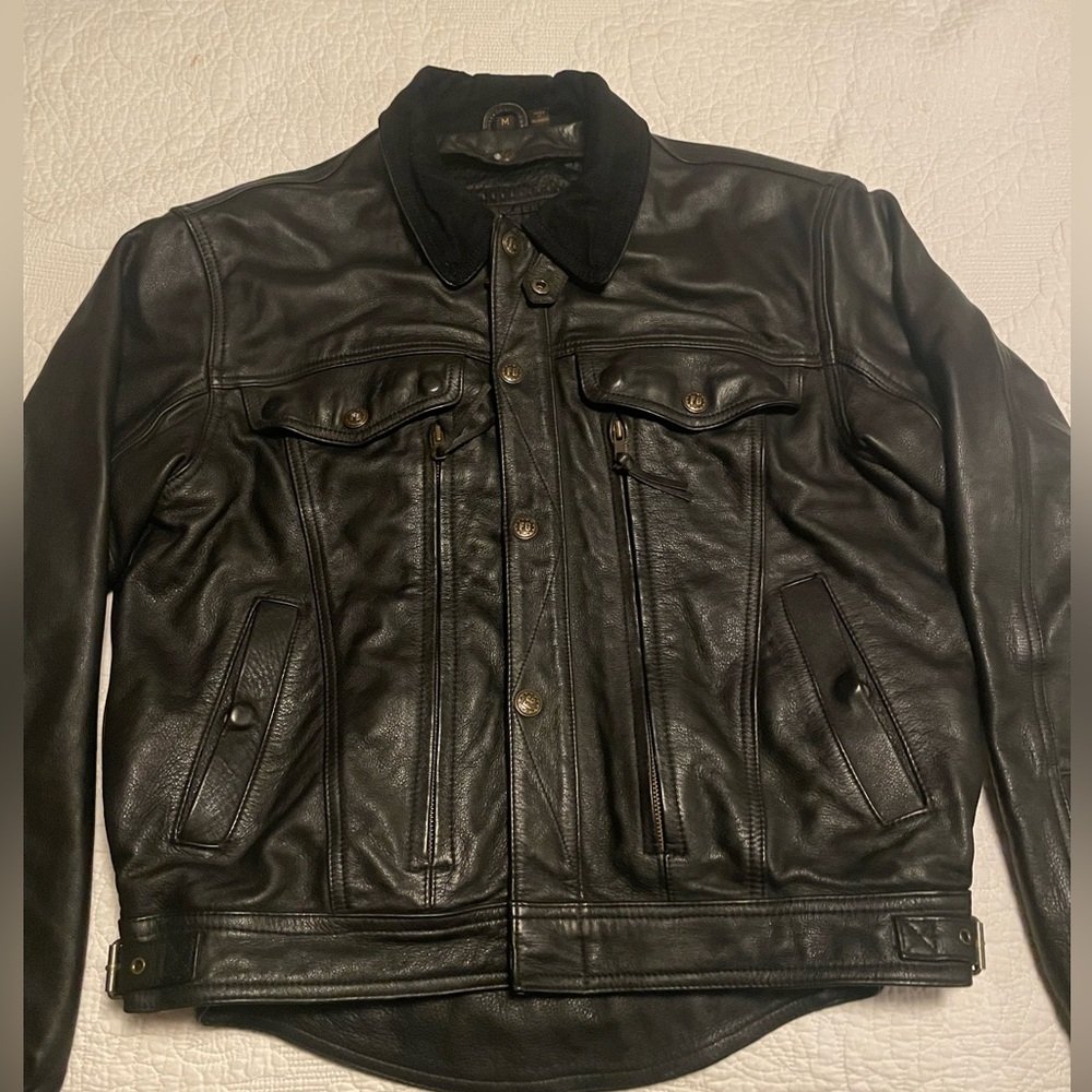 Vintage black leather biker jacket